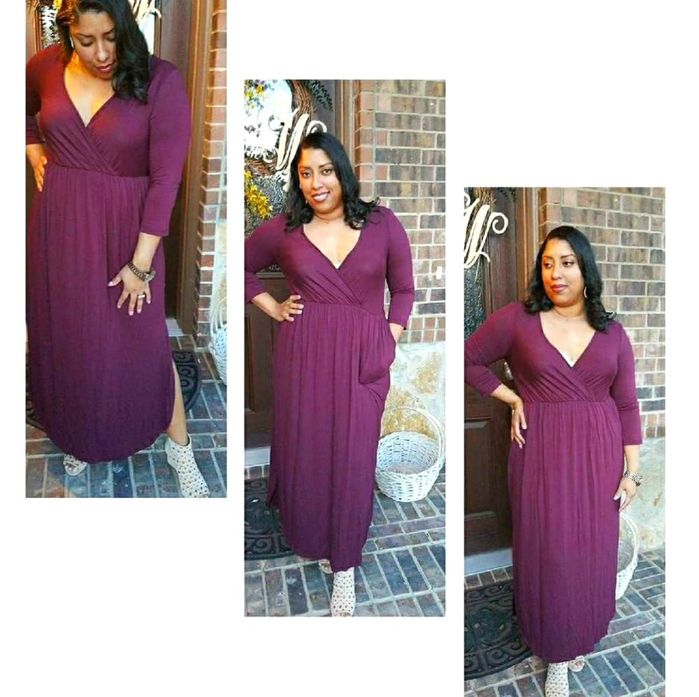 Side split pocket maxi dress